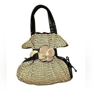 Renato Angi Beige Bag Flower Leather Strap Handbag